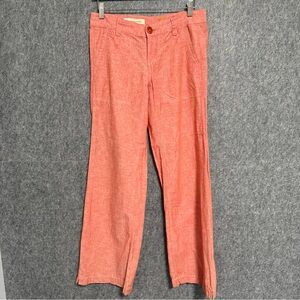 Pilcro and the Letterpress Linen Blend Pants Coral Anthropologie Wide Leg Sz 2